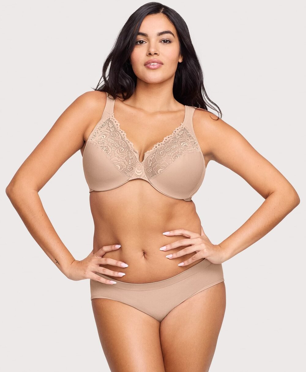 Low Cut WonderWire Lace Bra Cafe